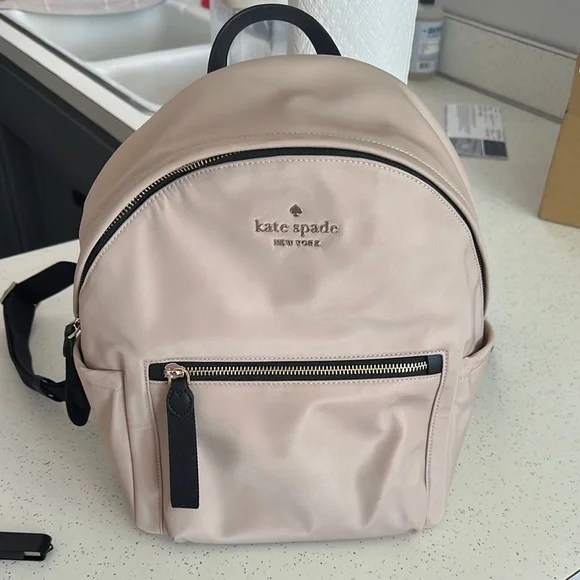 Kate Spade Cream Backpack with Front Pocket NWT Kate Spade Chelsea Medium Warm Beige Nylon Shoulder  main image 4